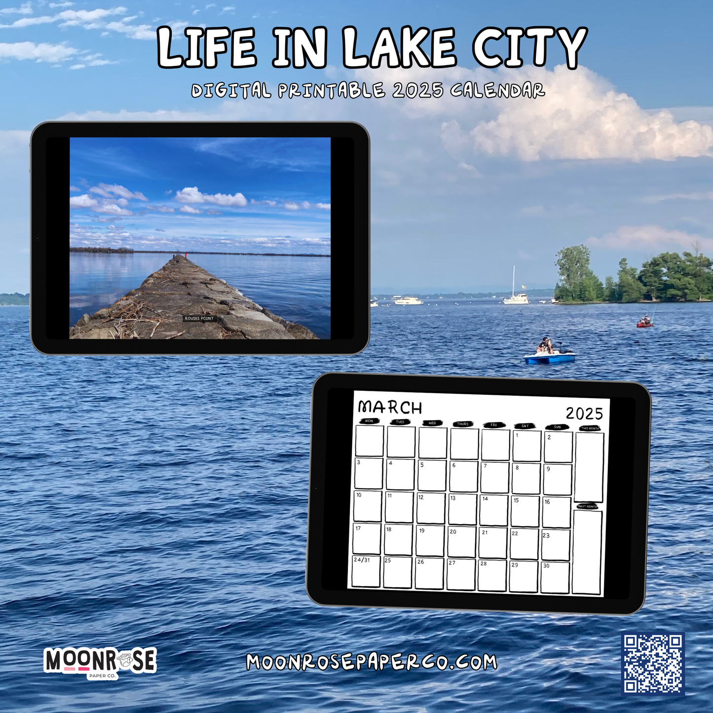 Life In Lake City Digital Calendar|Printable Calendar | Adirondacks Digital Yearly Calendar| Goodnotes|Noteability| Adirondack Photography