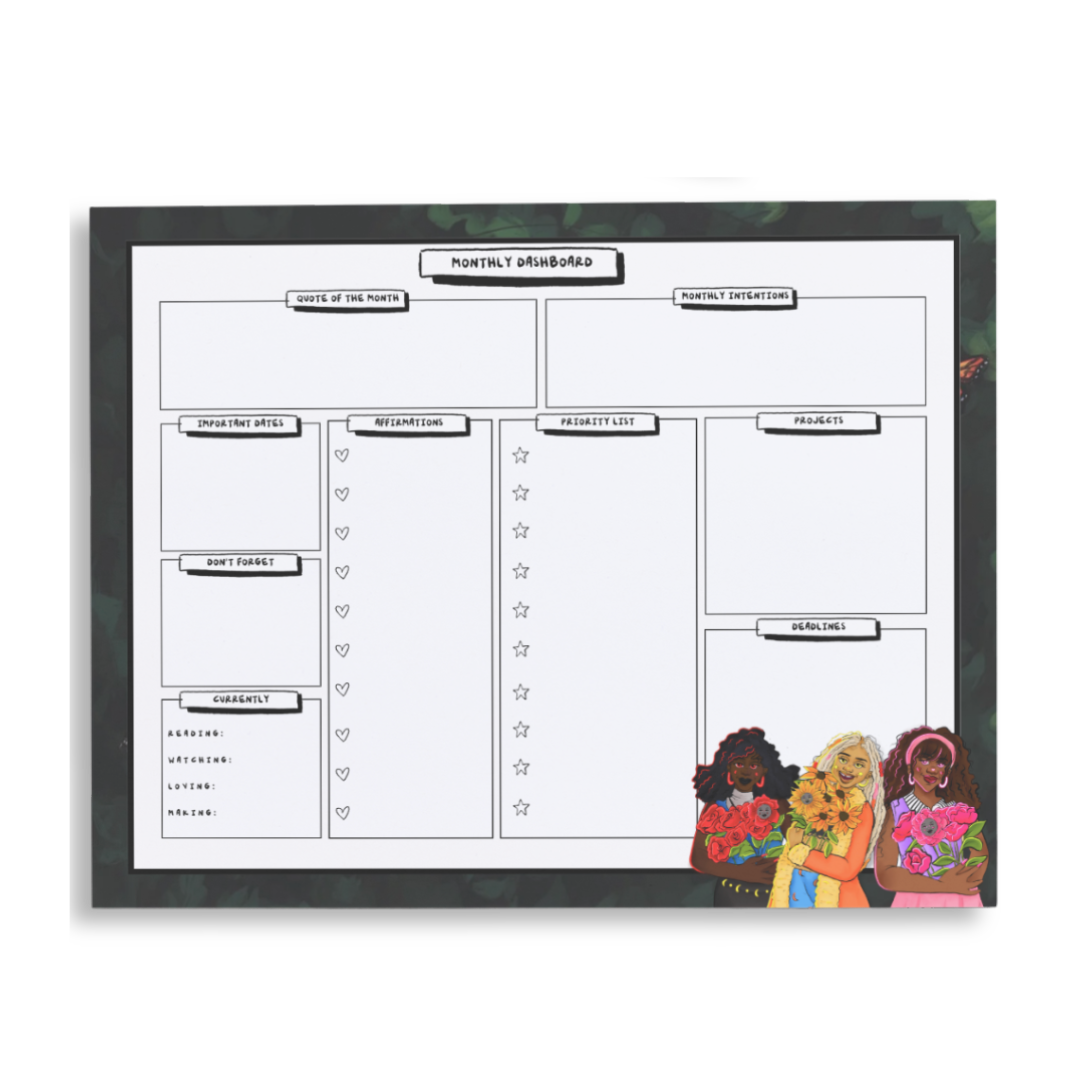 Monthly Dashboard Reusable Notepad